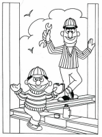 A coloring page of sesame street